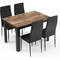 Mondeer Essgruppe Esszimmergruppe (Set, 5-tlg), (1 Tisch + 4 Stühle), Spanplatte & Lederimitat, Zweifarbig, Ergonomisch
