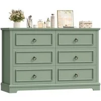 LuxusKollektion Kommode Kommode 6 Schubladen 120 Holzmaserung Sideboard Wohnzimmer Grün