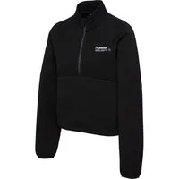 hummel Sweater HMLTECH FLEECE WOMEN BOXY HALF ZIP mit reflektierenden Logodetails, aus Baumwolle, Polyester und Elasthan