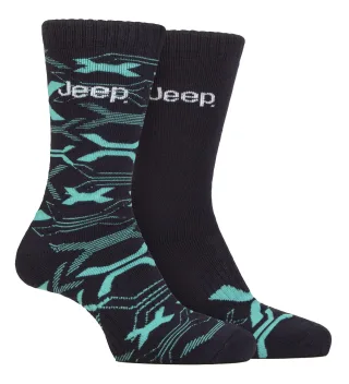 Mens Bamboo Arbeit Boot Socken | Jeep | weich und atmungsaktiv dicken Heavy Duty gepolstert Socken, stricken gerippt Stil Walking Socken - Navy / Türkis