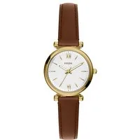 Fossil Quarzuhr Carlie ES5464, Armbanduhr, Damenuhr, Lederarmband, analog