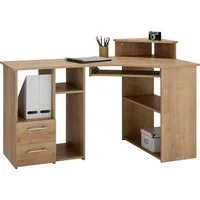 VOGL Möbelfabrik Schreibtisch Sam, Eckschreibtisch, Tastaturauszug, Monitoraufsatz & opt. Towerfach