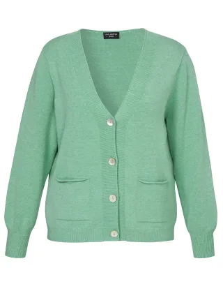 VIA APPIA DUE - Jacke V-Ausschnitt 1/1 Arm Knöpfe Taschen grün melange - Gr. - 44