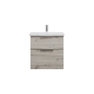 Burgbad Keramik Waschtisch-Set Eqio Eiche Dekor Silber/Alpinweiss, SEYQ063F6015C0001 SEYQ063F6015C0001