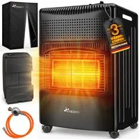 TRESKO Heizstrahler 4200 W Gasheizung + Abdeckung Gasheizer 3 Stufen Gasofen Gasheizofen