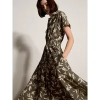 Apricot Midikleid Midikleid mit strukturiertem Blattmuster