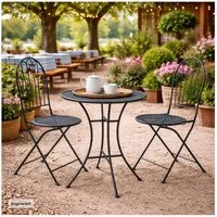 HTI-Living Garten-Essgruppe Bistro Set mit Tisch und 2 Stühlen Ivo Blau Metall für Balkon Terrasse, (Set, 3-tlg., 1 Tisch 2 Stühle), Sitzgruppe Essgruppe Balkonset