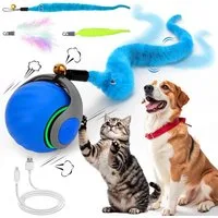 TUWENA Tier-Intelligenzspielzeug Elektrisch Katzenspielzeug Ball interaktives Spielzeug mit Schwanz, Wiederaufladbar, Auto-Ausweichung, 3 Schwänze, Smartmodus, 360° Rollen