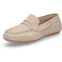 MIDS MIRELLA Damen Mokassin beige, Slipper aus Rauleder mit Leder-Innensohle und Gummisohle