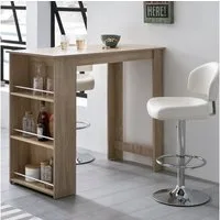 Wohnling Bartisch Stehtisch Sonoma Eiche Küchenbartisch Bartresen mit integriertem Regal