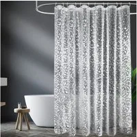 FOUORTUNATE-BEE Duschvorhang Antischimmel Duschvorhang Transparent mit 3D Kieselsteinen Muster Breite 180 cm (Wasserdicht Eva Plastik Dusch Vorhang für Badewanne mit 12 Ringe)