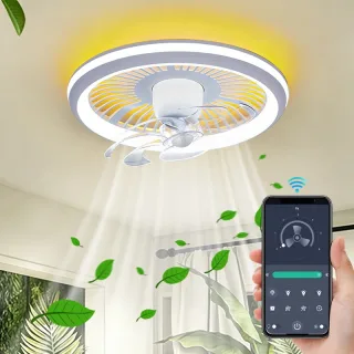 [EU Direct] Elfeland 80W 48cm Smart Ceiling Fan Light With 3 Colors Temperature 360° Rotating 6 Speeds Wind 2H Timer APP