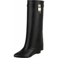 Ital-Design Moderne Damenstiefel mit elegantem Design und Komfort Keilstiefel (91116994) Keilabsatz/Wedge Stiefel in Schwarz