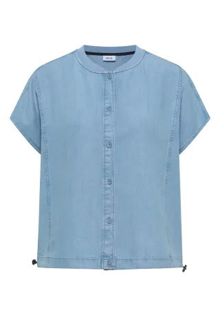 CECIL - Lyocell-Bluse in Blouson-Optik light blue used wash - Gr. - L