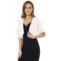 nsihing Bolero Damen Bolero aus Chiffon, Kurzarm, Offene Front, Transparent Locker, Rüschen, Leichte Bolerojacke für Kleider und Tops