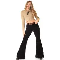Comycom Schlaghose Damen Cordhose schwarz