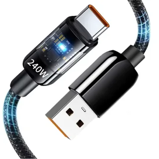 10A 240W USB-A to Type-C Cable Fast Charging Data Transmission Copper Core Line 0.25M/1M/1.5M/2M Long for iPhone 16 16 P