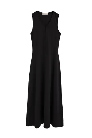 Ärmelloses Kleid marineblau mit V-Ausschnitt und Polo Club Logo