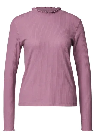 Street One - Geripptes Langarmshirt pink - Gr. - 36