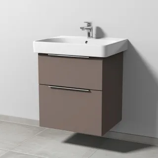 Sanipa 3way Waschtischunterbau zu Geberit Smyle Square Waschtisch mit 2 Auszügen, Taupe-Matt UP6701T