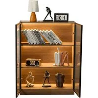 Merax Glasvitrine mit Beleuchtung und 3 Einlegeböden (T32/H106/B80cm) Standvitrine Wandvitrine Sammlervitrine Kommode Sideboard