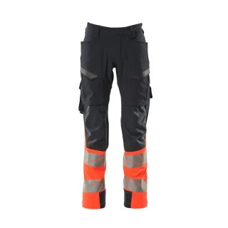MASCOT Herren Hose mit Schenkeltaschen ACCELERATE SAFE Schwarzblau / Hi-vis Rot 48 - 19379-510-10222-82C48