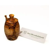 dasOlivenholzbrett Honigglas Honigtopf mit Honiglöffel aus Olivenholz