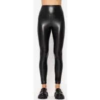 SASSYCLASSY Lederimitathose Highwaist Thermoleggings Damen in Lederoptik Skinny Leggings mit Thermo-Futter aus Kunstleder Schwarz Braun Beige