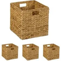 relaxdays Regalkorb Aufbewahrungskorb Wasserhyazinthe im Set (4 St., 4er Set), 4er Pack