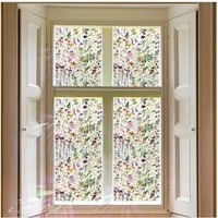 Diwzbyn Fensterfolie Statisch haftende Fensterfolie mit Blumenmuster, Selbstklebende Deko-Folie für Glas (ohne Klebstoff)