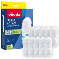 Vileda Staubbesen 10x Nachfüllpackung für Vileda Flex Catch Staubbesen (10 Stück), 100% recycelte Faser, 360° Nachfüllpackung