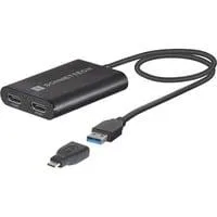 USB DisplayLink Adapter, USB-A Stecker > Dual 4K HDMI schwarz, 30cm, für M1 und M2 Macs