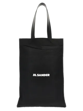 Jil Sander Schwarze Baumwoll-Shopper-Tasche