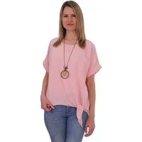 malito more than fashion Blusenshirt malito Damen Blusenshirt 10508 mit Bindeknoten und Kette Einheitsgröße