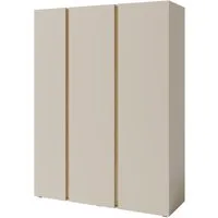 Beautysofa Kleiderschrank LICO 3-türig mit 8 Regalböden, 2 Kleiderstangen (wählbar in Sandbeige oder Eukalyptus) Breite: 145 cm