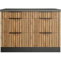 KOCHSTATION Unterschrank KS-Lagos Breite 120 cm, 2 Schubkästen, 2 Auszüge