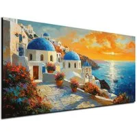 DARO Design Leinwandbild Modern Abstrakt Wandbilder XXL Wandbild Wand Deko Leinwand Bilder, (Griechenland Santorini - Bild groß Wohnzimmer Schlafzimmer Küche Esszimmer Einteilig Querformat Fotodruck Leinwände Wanddeko Abstrakte Kunst Boho), 30x20 cm
