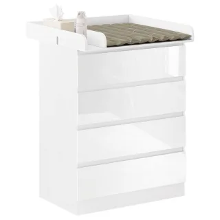 Woltu Wickelkommode, Weiß Hochglanz, Holzwerkstoff, 4 Schubladen, Rechteckig, 80x100.5x47.8 cm, Babymöbel, Wickelkommoden & Zubehör, Wickelkommoden