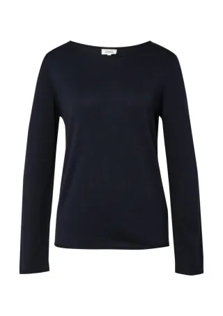 s.Oliver Red Label - Feinstrickpullover mit Rollkanten blau - Gr. - 38