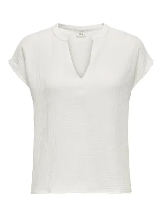JDY - JDYTHEIS LION LIFE S/S TOP WVN NOOS Cloud Dancer - Gr. - XS