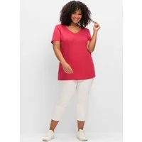 Sheego T-Shirt T-Shirt Kurzarm mit V-Ausschnitt