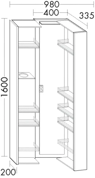 Burgbad Hochschrank Crono Matt 1600x400x335 Salbeigrau Matt, HSGS040F5951 HSGS040F5951