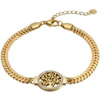KARMA Armband Damen Lebensbaum Edelstahl vergoldet modern (Hypoallergen wasserfest rostfrei, 1-tlg., Schmuck für Frauen Gold Edelstahlarmband), Damenarmband 18 cm Karabinerverschluss