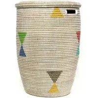 YAADU Wäschekorb mit flachem Deckel 80L – Wäschesammler, Wäschetruhe, Aufbewahrungskorb, Handgefertigt in Afrika aus traditioneller Flechtkunst