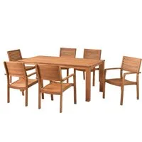 MERXX Garten-Essgruppe »Batavia«, (Set, 7-tlg), moderne Landhausoptik in warmen Holznuancen
