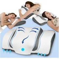 Esun Kopfkissen Memory Foam Kissen, Kopfkissen, Nackenkissen, Seitenschläferkissen, Füllung: Memory foam, Rückenschlafer, Bauchschlafer, Seitenschlafer, Set, Kissen vom OEKO-TEX® und CertiPUR Getestet, Nackenkissen für Erwachsene, Männer, Frauen