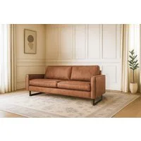OTTO home 3-Sitzer Pinto, 206 cm, Cord, Chenille, Lederoptik, mit Keder, schwarze Metallfüße, Wellenunterfederung