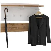 CARO-Möbel Wandgarderobe BILBAO, Wandgarderobe Garderobenpaneel Flurgarderobe Wotan Eiche/Weiß