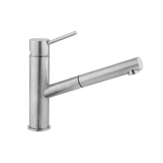Herzbach Design iX Küchenarmatur 17136000109 edelstahl, Ausladung 21,5 cm, mit Ausziehbrause