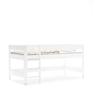 Lukdom Hochbett, Weiß, Holzwerkstoff, 70x140 cm, Kinder- & Jugendzimmer, Kindermöbel, Kinderbetten, Hochbetten